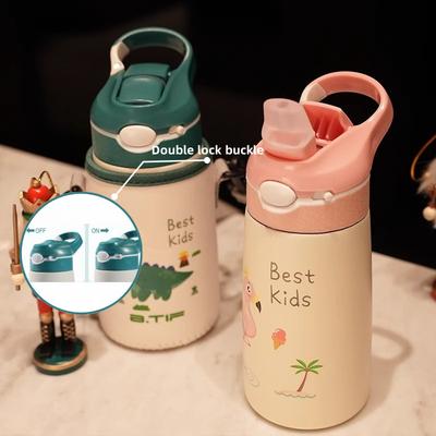400ML Kinder Wasserflasche Cartoon Thermosbecher Baby Entenschnabel Strohhalm Edelstahl Isolierflasche Vakuumflaschen Thermosflasche