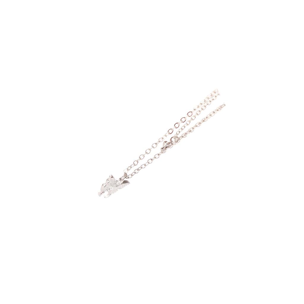 Silver Female Necklace Double Layer Safe Decorative No Fade Beautiful Women Alloy Necklace