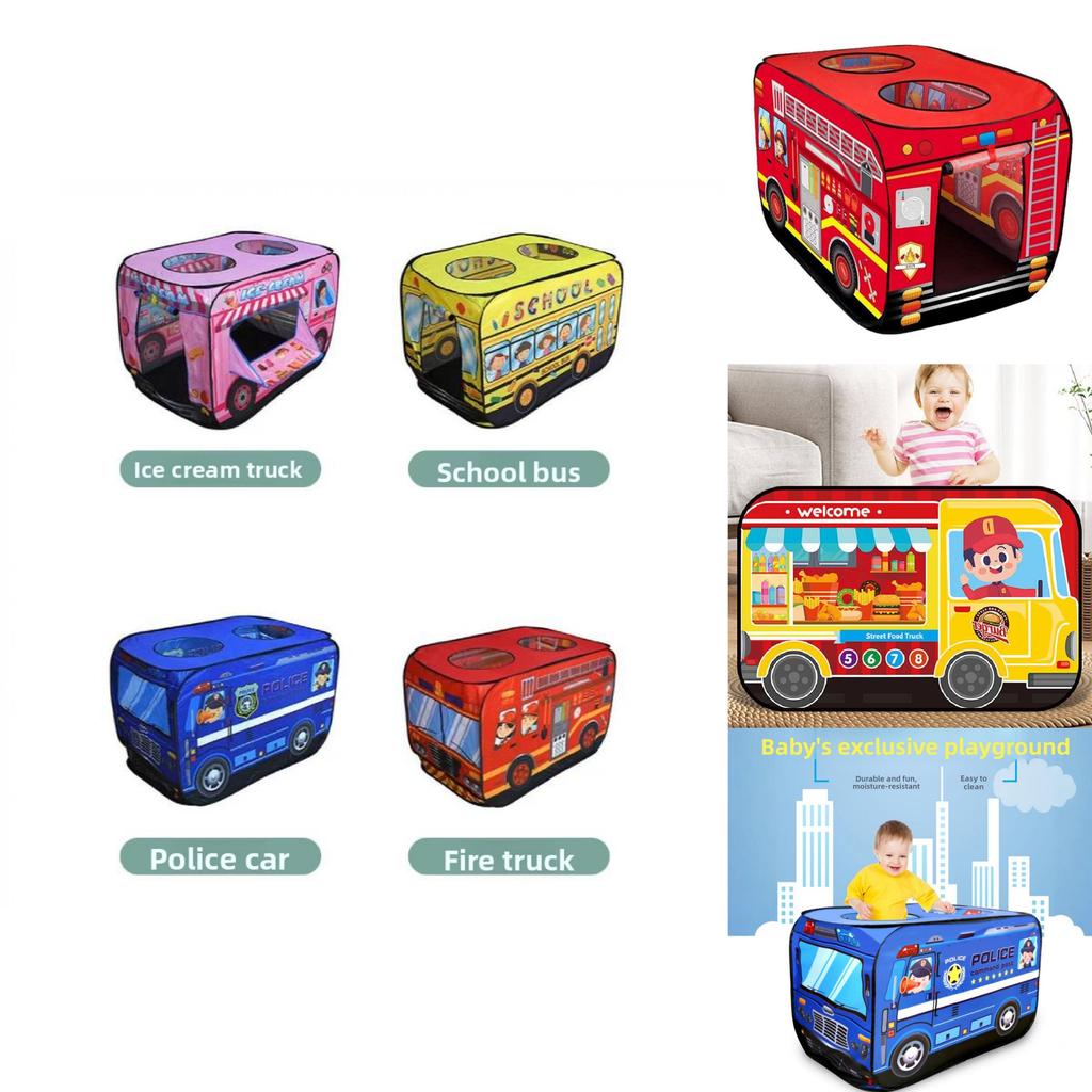 Ice Cream Car Foldable Play Tent With Ocean Ball Pool For Kids Indoor Fun