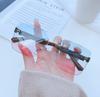 Small Red Book Fashion Sunglasses Women Uv385 No Frame Edge Sun Shades For Travel And Parties