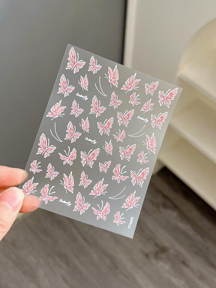 

YITU Наклейки для дизайна ногтей «Бабочки» самоклеящиеся тисненые - Легкий стиль, украшение «Ожерелье» YT4490.