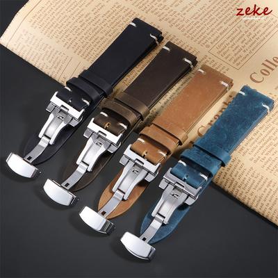 Nähte Echtes Lederarmband Faltschließe Armband für Omega Vintage Braun Uhrenarmband 18/20/21/22/24mm Uhrenarmband für Herren