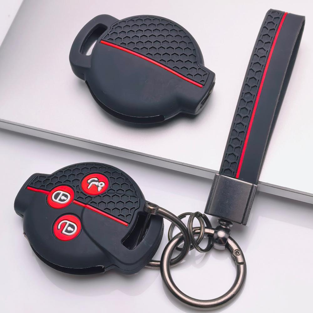 Silicone Remote Key Cover for Smart Fortwo Forfour Roadster City Coupe City Cabrio with Keychain Honeycomb Texture Shockproof Key Fob Protector