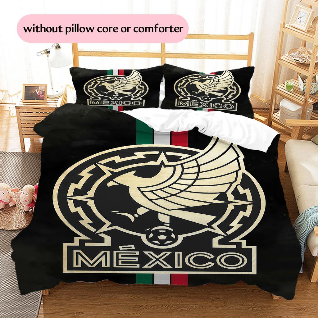 Mexico national football logo Pattern Bedding Home Decoration Birthday Gift (1 * duvet cover + 2 * pillowcase, without core),fan merchandise.