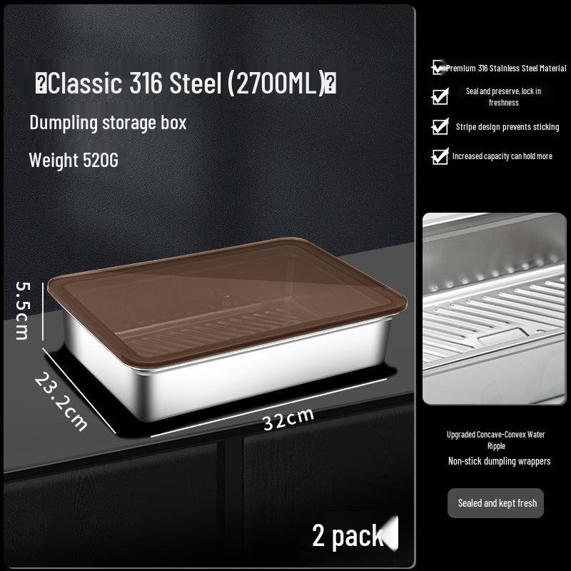Stainless Steel Sealed Storage Box with Lid for Dumplings