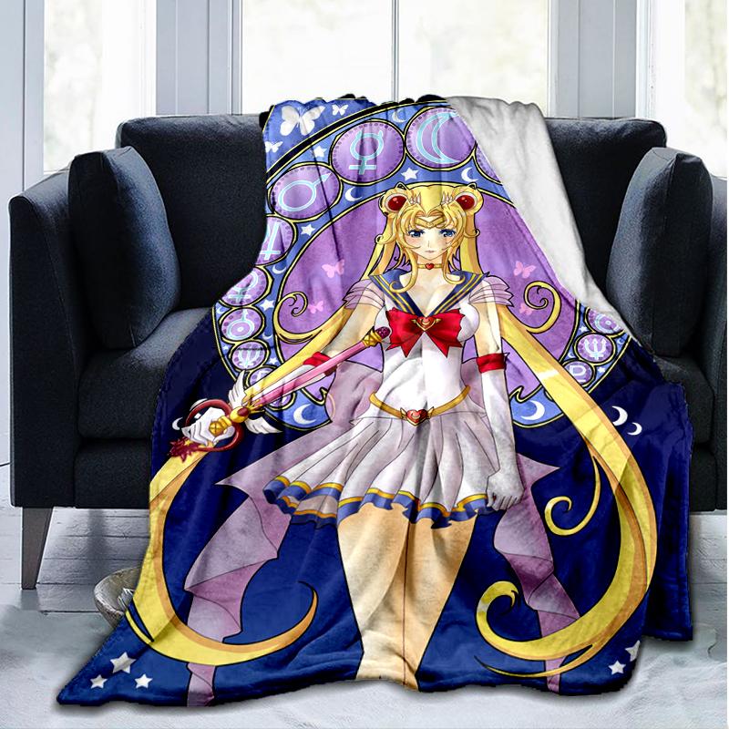 Moon Princess Print Flannel Blanket, Soft Warm Lightweight Throw Blanket for living Room,Sofa Bed Camping office