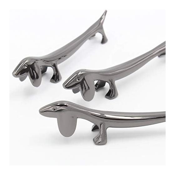 Smiti Animal Chrome Chopstick Rests / Knife Rests, Set of 5 (Dachshund, Black)