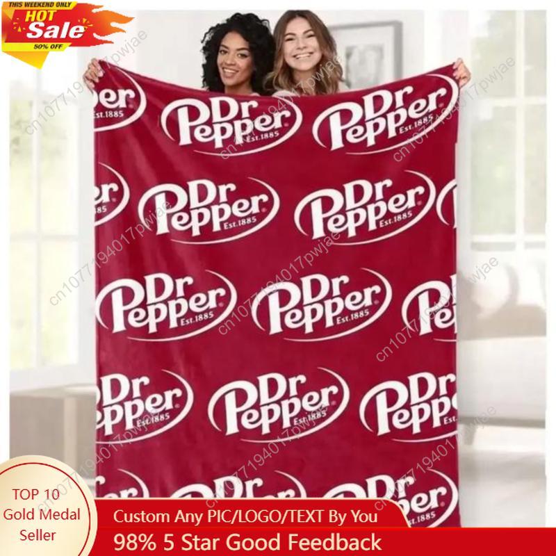 Dr. Pepper Soft Funny Throw Blanket Flannel Versatile For Sofa Bed Office Camping Cozy Nap Blanket With Custom Blankets 75X95CM