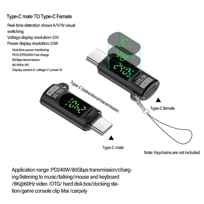 Typ C Digitalanzeige Adapter 240W Unterstützt 8K Videoübertragung Für Verbessert Datenübertragung & Sicheres Ladeerlebnis