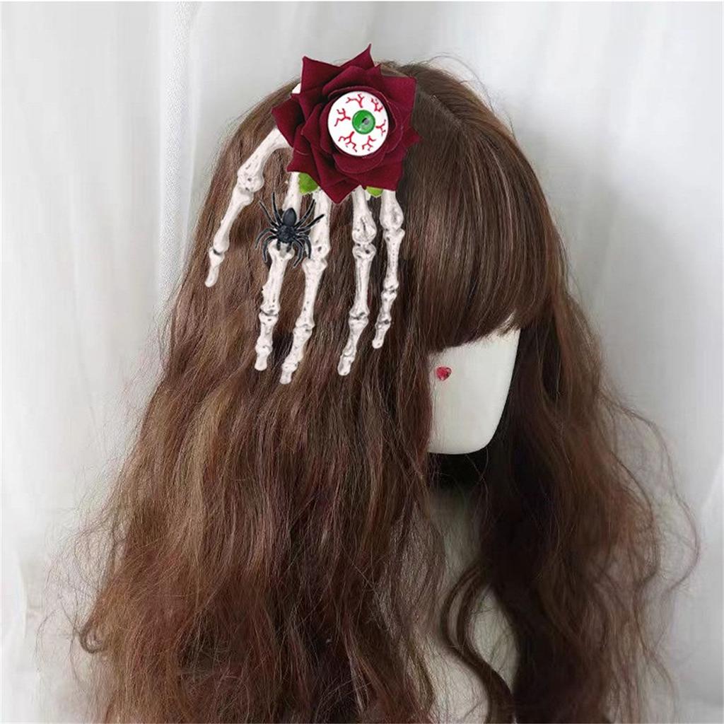 Totenkopf-Skelett-Hand, Retro-Rose-Haarspange, Cos-Haarschmuck, Knochen-Haarnadel, Halloween-Party-Geschenke für Frauen, Haarschmuck