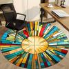 1pc Stained Glass Sunburst Office Round Area Rug, Indoor Mat Suitable ForOffice, Under Office Chairs Bedroom Living Room Home Decor, Room Deco  D058