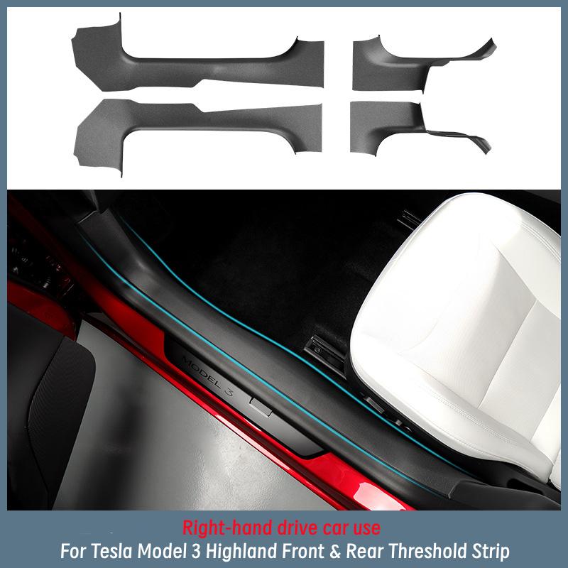 For Tesla Model 3 Highland Door Sill Strip Guard Door Threshold Protector Central Control Rear Air Condition Vent Anti-kick Pads