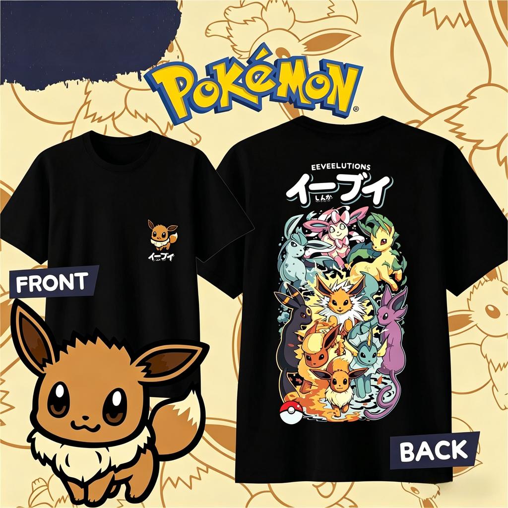 2025 Summer Pokmon Anime Kaos 100 Pure Cotton Printed Tshirt Unisex and Unisex Summer Y2K Harajuku Casual Versatile Top