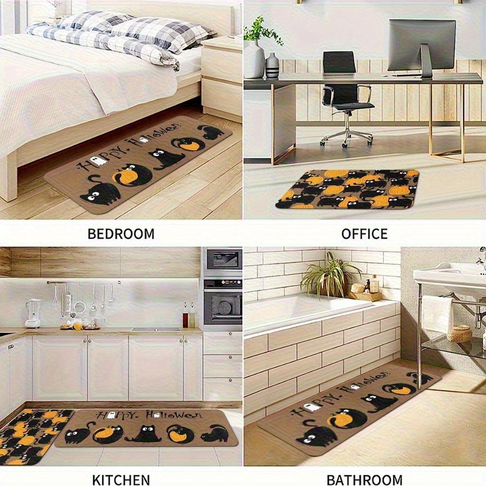 1PC Halloween Skull Crow Kitchen Rug Non-Slip Door Mat Pop Design Bathroom Rug Bath Mat Carpet for Home Sink Laundry Decor
