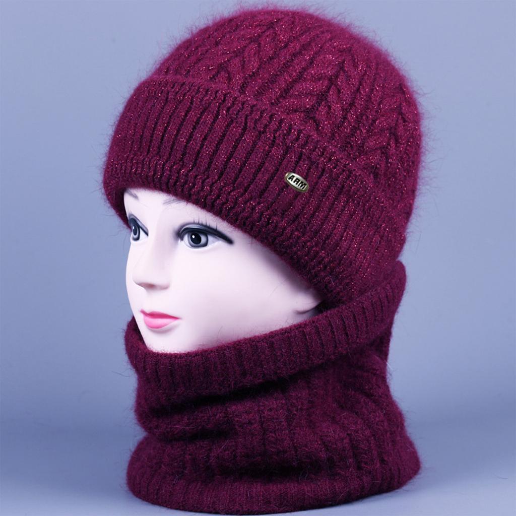 Knitted Hat With Velvet Yarn Hat, Scarf Hat, Warm And Versatile Hat