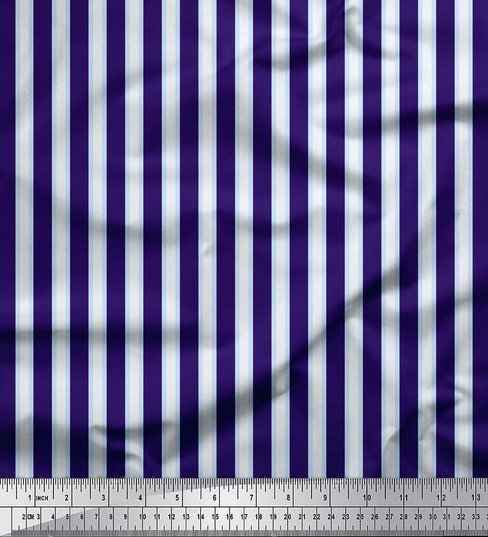 

Soimoi Brown Японська креп-атласна тканина зі спіралью та геометричним принтом Швейна тканина, метр 42 дюйма 42 Inch Wide - Poly Crepe синій