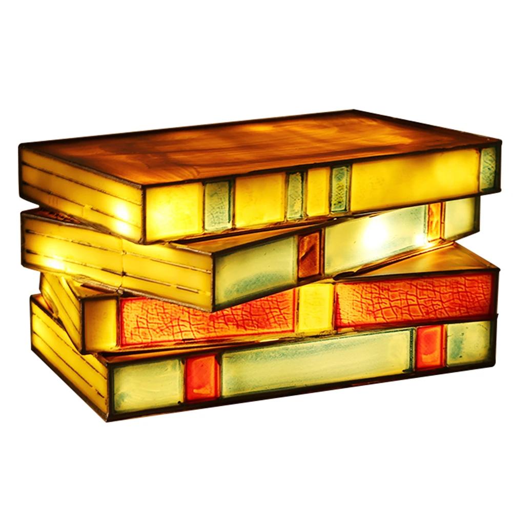 

Винтажная лампа для книг, декоративная лампа для книг ручной работы, светильник для чтения, витраж, настольная лампа для чтения, тумбочка, настольные лампы