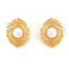 Women's Geometric Thread Inlaid Imitation Pearl Earrings, Titanium Steel, 18K Gold-Plated, Chic Braided Texture.