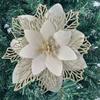 1PC Christmas Golden Glitter 14cm Flower Christmas Tree Decoration Ornaments Color Glitter Home Party Decoration Supplies