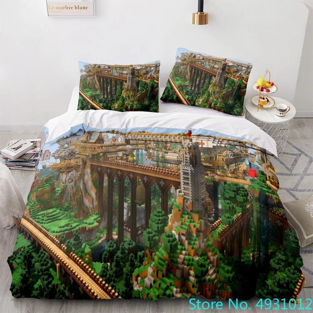 Anime Game My World Monster Hunters Bedding Set Duvet Cover Pillowcases Single Bedclothes Children'S Kids Adult Bedroom Decor