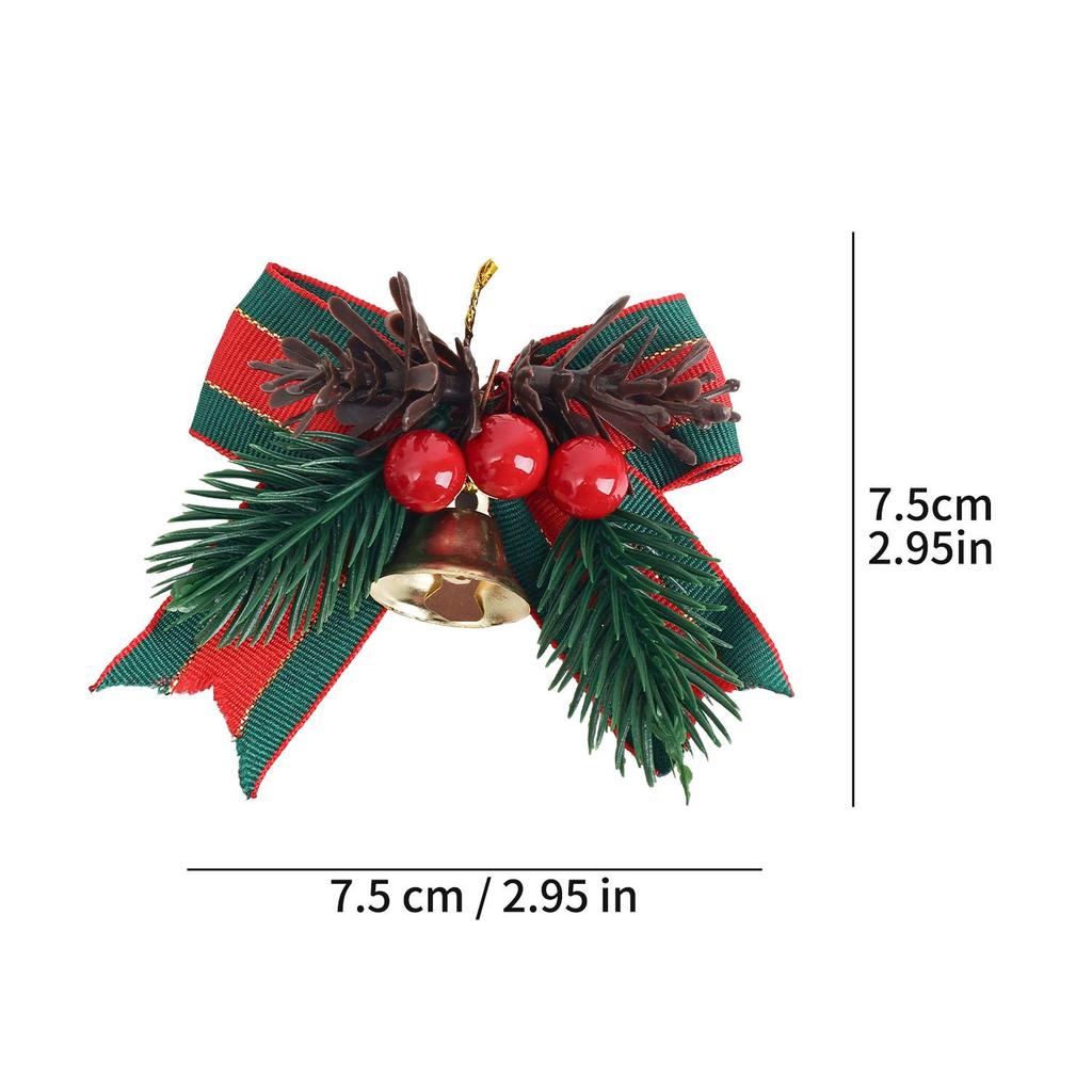 Wholesale Mini Xmas Bow Ornament Bell Pine Cone Red Berries Christmas Tree Gift Box Wrapping Home Holiday Party Decor Bowknot