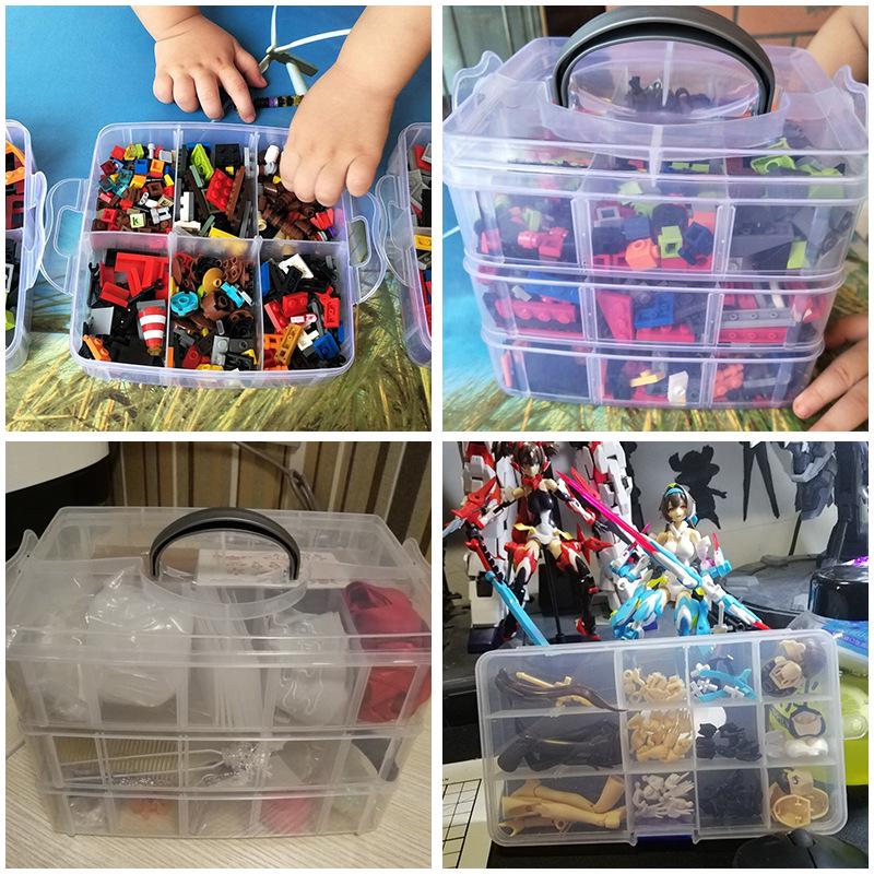 Extra Large 30-Grid Transparent Detachable Storage Box for Building Block Toys - Multi-Layer Organizer