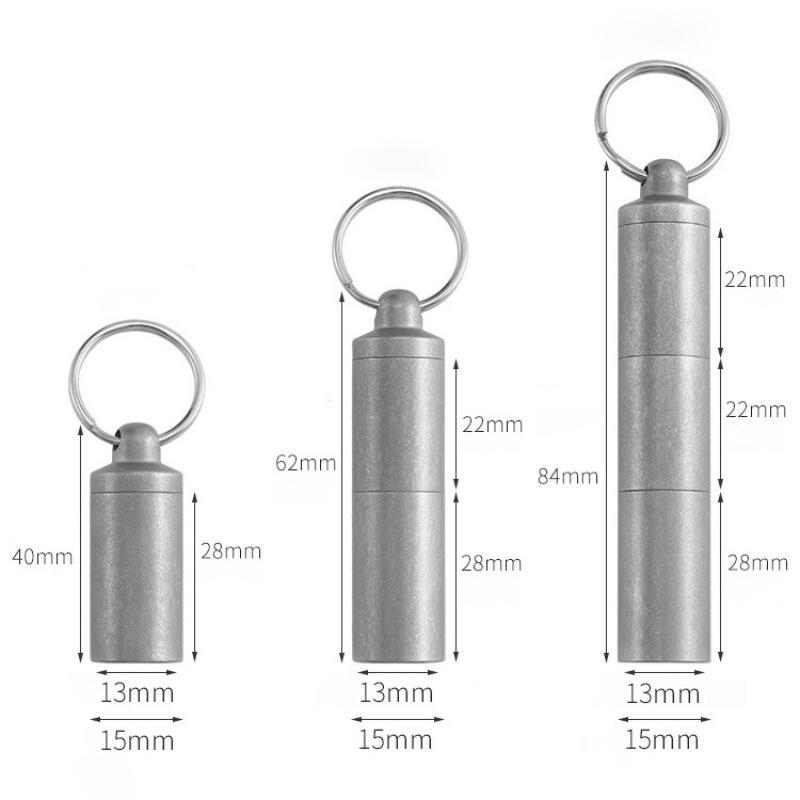 Titanium Alloy Medicine Case Waterproof Sealed Capsule Storage Container Bottle Keychain Travel Multi-function Outdoor EDC Tool