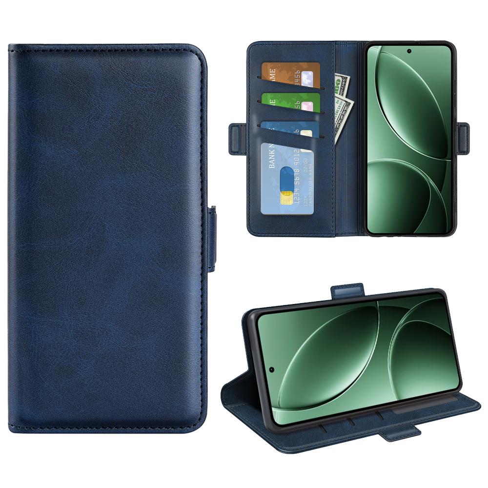 

For Xiaomi Redmi K80 5G Case Calf Texture Leather Wallet Phone Cover Blue