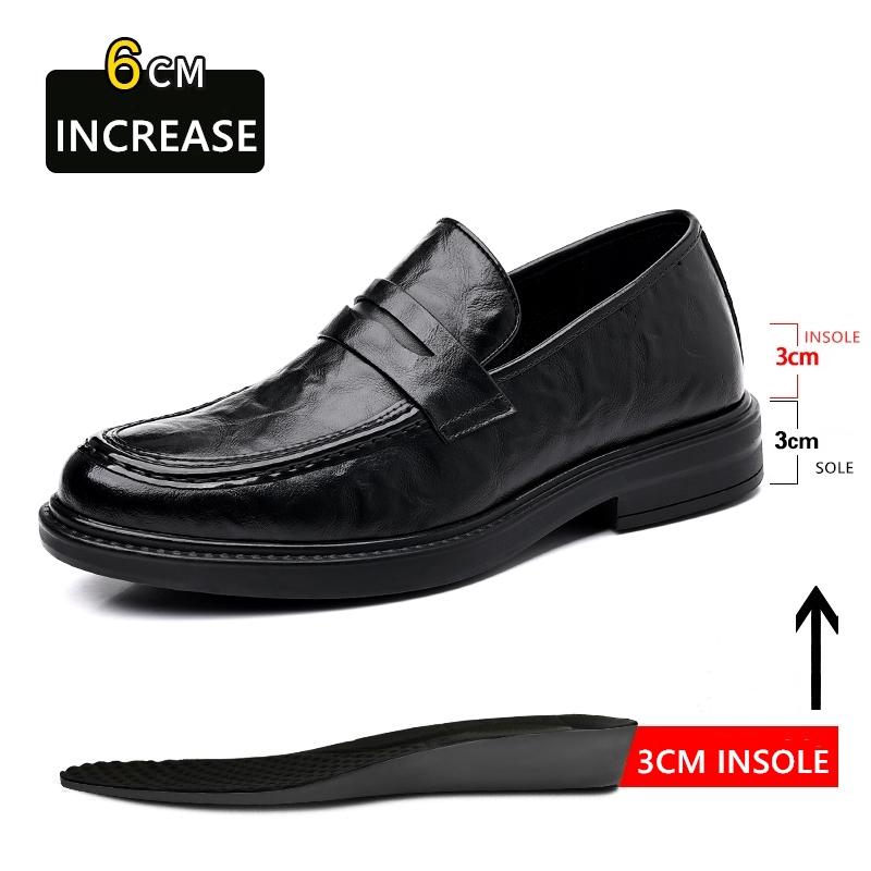 Fashion Classic Men Elevator Loafers Driving Shoes Moccasin Male Soft Comfortable Invisible Heightening Leather Shoes Wedding Business