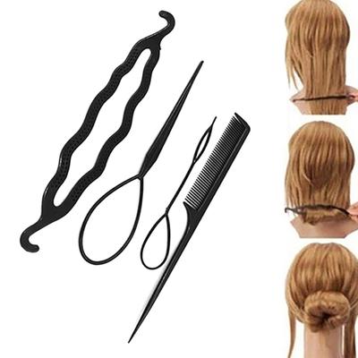 Damen 4 Stück Haar Twist Styling Clip Zubehör Maker Braid Stick Bun Tool Haar