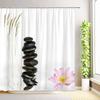 Zen Shower Curtain Black Stones Pink Lotus Orchid Green Bamboo Flowers Butterfly Natural Scenery Spa Decor Fabric Bath Curtains