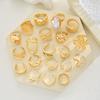 20 Pcs Fashion Flowers Geometric Irregular Line Open Ring Set For Women Gold Color Vintage Mix Style Trendy Jewelry Party Gifts