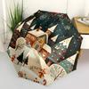 1pc Christmas Winter Village Scene Automatic Opening Folding Umbrella, 8 Bone Iron Frame, Outdoor, Festive Gift for Fans, Travelers, Daily Use.N050