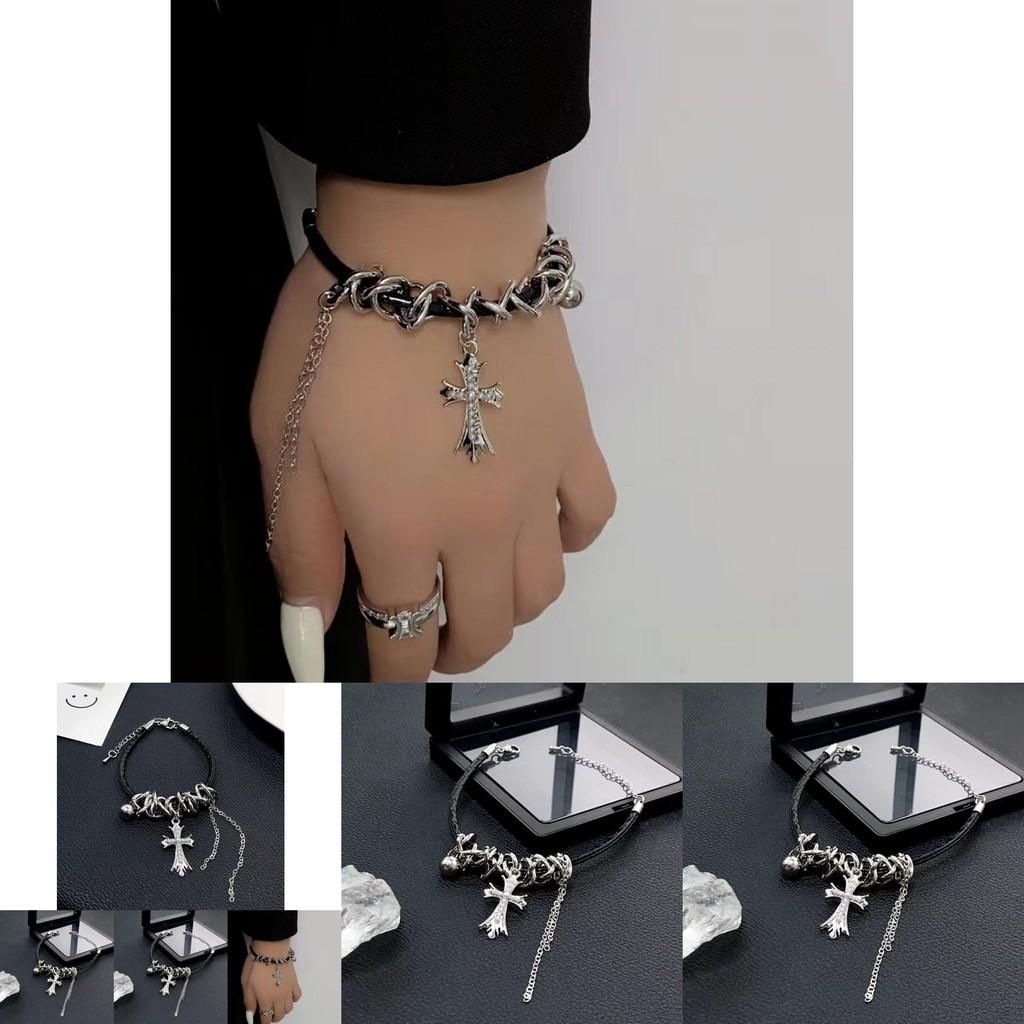 Fashionable Asymmetrical Cross Tassel Leather Bracelet For Women Trendy Sweet Cool Design
