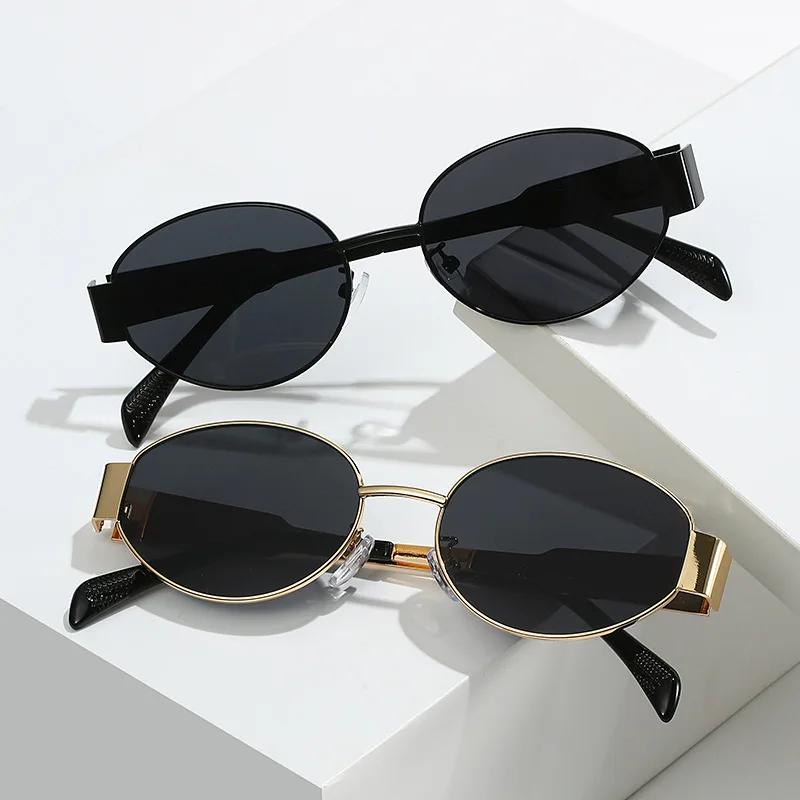 Retro Steampunk Cat Eye Sunglasses Vintage New Oval Frame Metal Sunglasses For Women Ladies Classic Uv400 Sunscreen Eyewear