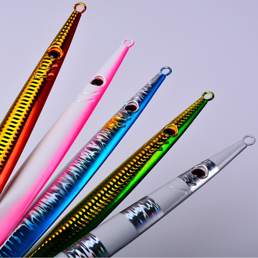 Lure Iron Plate Jig Sea Fishing Long Bar Quick Draw Iron Plate Lead Fish 60-400g Quick Sink Slow Shake Night Glow Iron Plate