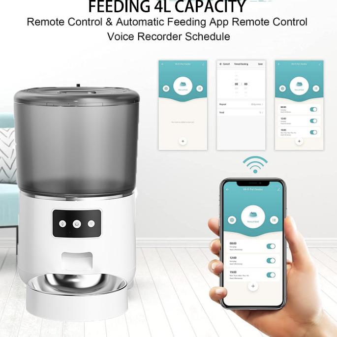 Pet Automatic Timing Feeder4LRemoteAPPCat Intelligent Feeding MachineWIFI