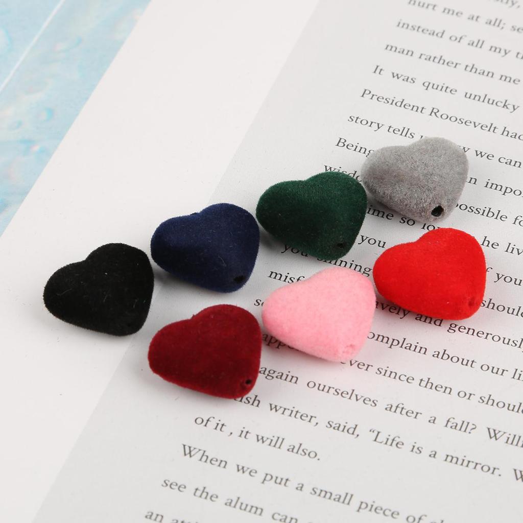 10/20Pcs Acrylic Velvet Heart-shaped Pendant Charm For Jewelry Making DIY Earring Accessories