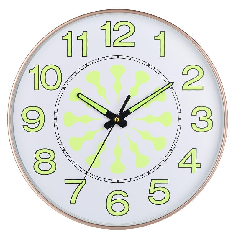 12 Inch 30cm Luminous Plastic Silent Wall Clock Creative Bedroom Living Room Simple Luminous Quartz Clock