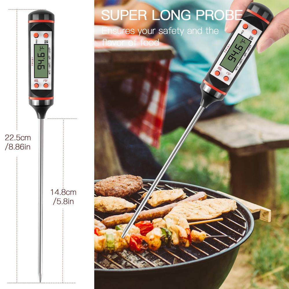 Neue professionelle digitale Küchenthermometer Grill Wasser Öl Kochen Fleisch Lebensmittelthermometer 304 Edelstahl Sonde Werkzeuge