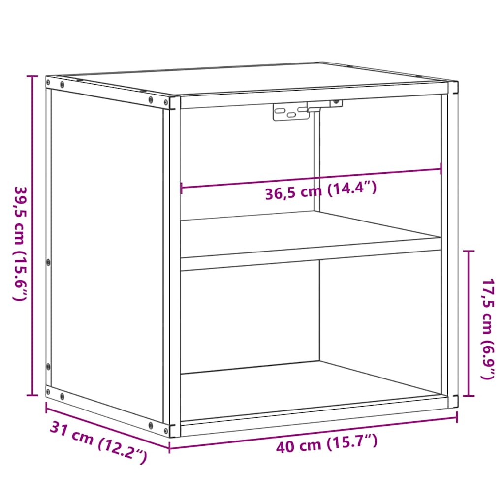 Wall Mounted Nightstand Black 40 X 31 X 39.5 Cm