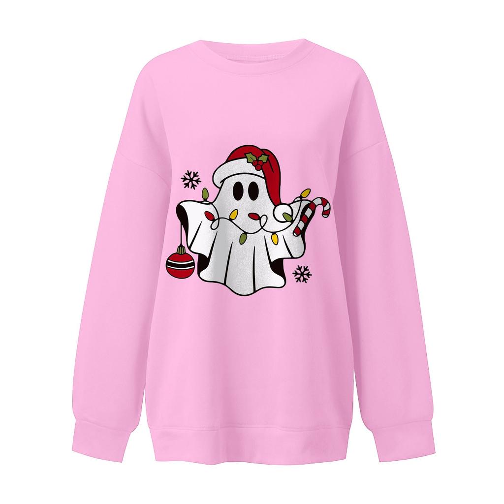 Women's Casual Round Neck Long Sleeved Pullover,Christmas  Printed Top, Long Sleeved Hoodie