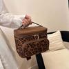 Leather Leopard Print Cosmetic Bag Large Capacity Pouch for Make Up Kit  Cosmetics