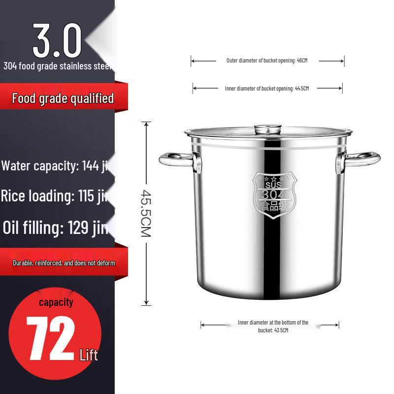 JPHZNB 304 Stainless Steel Thickened Soup Pot with Lid
