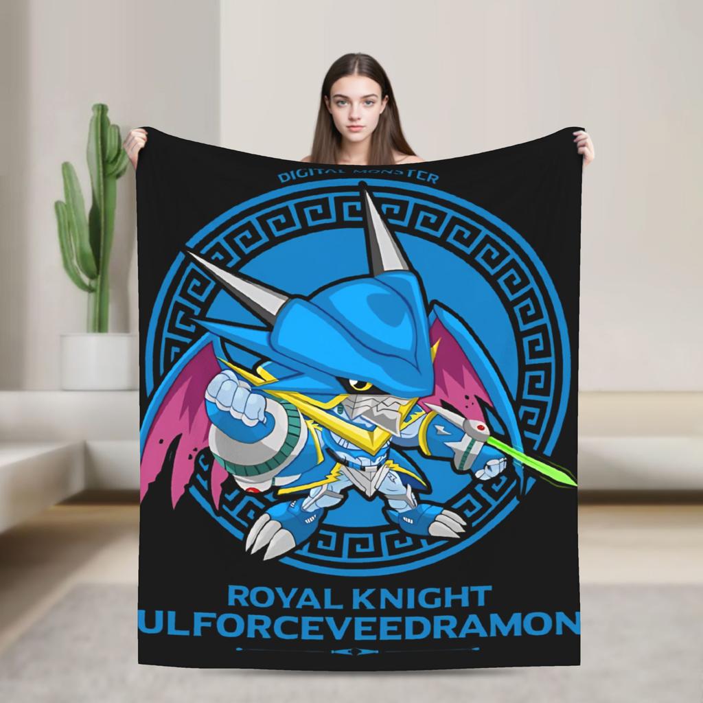 Guilmon Blankets Digimon Nostalgic Anime Wool Vintage Soft Throw Blanket for Bedding Lounge  Winter