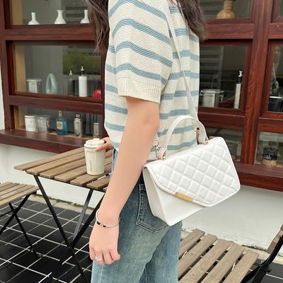 Women's Small Square Bag Embroidered Diamond Grid High-end Feel Handbag Versatile and Fashionable Crossbody Bag