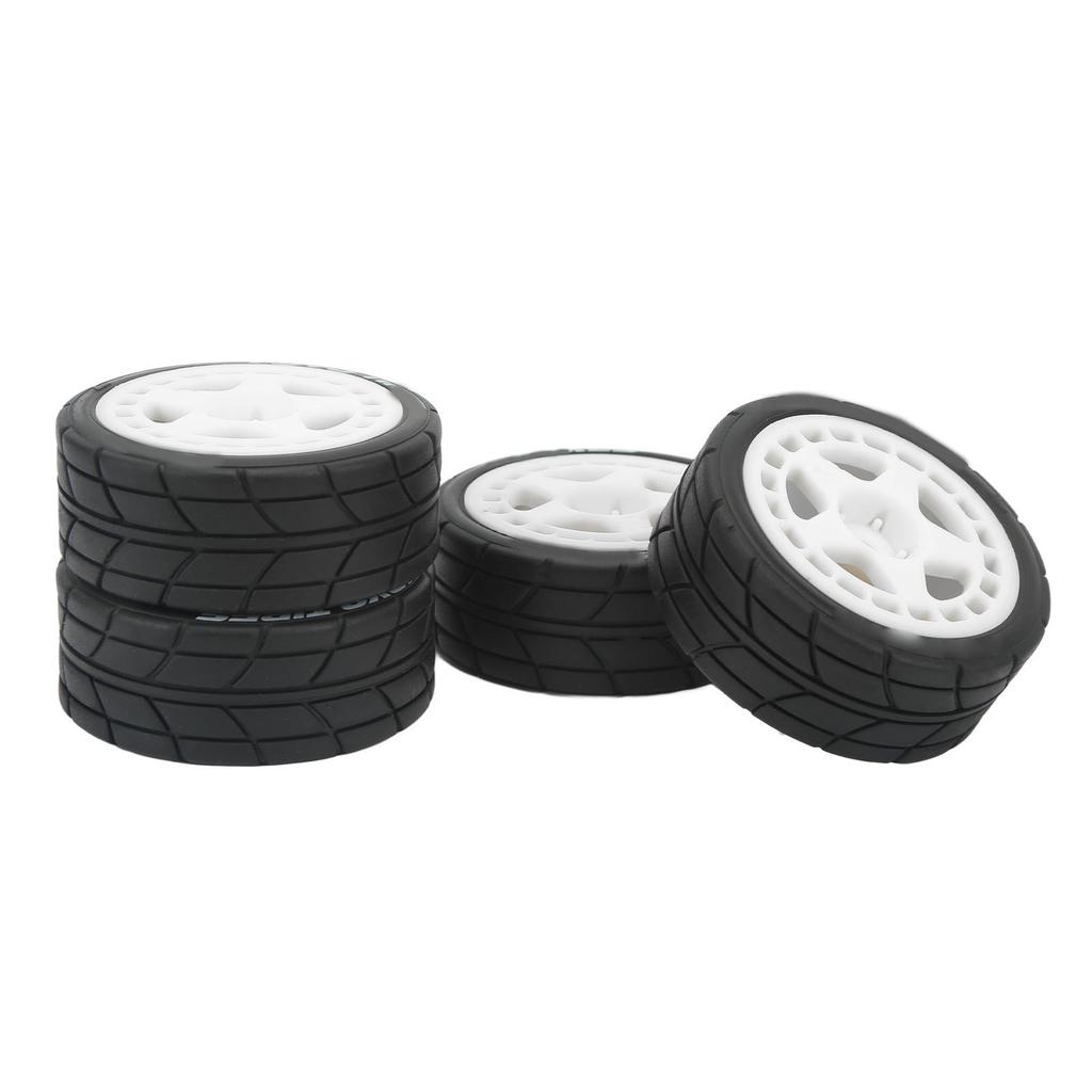 4PCS 1 10 RC Wheel Tires with Hub Fin Plastics Rubber RC Flat Wheel for Car Upgrade Parts White