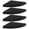 Corner Floating Shelves Set of 4 Black 35 X 35 X 3.8 Cm MDF