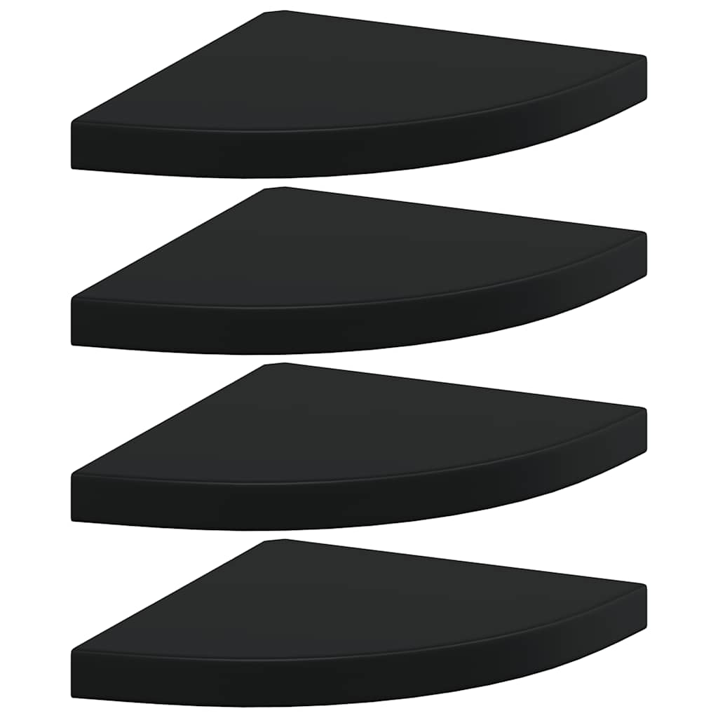 Corner Floating Shelves Set of 4 Black 35 X 35 X 3.8 Cm MDF