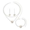 Jewelry Heart Rhinestone Necklace Earrings Bracelet Three-piece Set Fashion Bridal Set Dress Accessories Women's